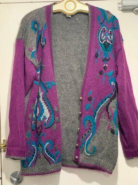 VINTAGE SK & COMPANY KNIT MOHAIR BLEND SWEATER CARDIGANS SIZE L